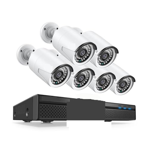 Equipo de videovigilancia de cámaras de Seguridad PoE NVR con Cable de 8 Canales, 5MP, IP66, IR-Cut for Exteriores, CCTV, Canera, Kit de grabadora de vídeo de vigilancia(2T,8CH NVR and 6pcs CAM)