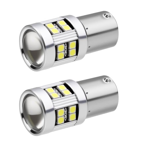 Image of Fuitke P21w 1156 BA15S LED Bulb, 6W 12V-24V DC10-30V White 6000K Super Bright Reverse Lights for Stop Drl Parking Turn Signal Light RV Tail Brake Rear Fog Lamp Position (2 Pcs)
