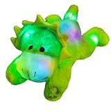 Glow Guards 15’’ LED Dinosaur Stuffed Animals Light up Triceratops Soft Pillow Plush with Night...