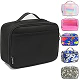 FlowFly Kids Lunch box Insulated Soft Bag Mini Cooler Back to School Thermal Meal Tote Kit for Girls, Boys, Black