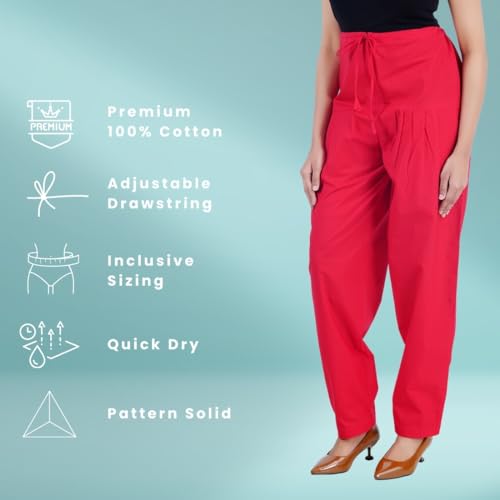 Image of Happy Bunny Salwar Pant - Modern Style Pure Cotton for Women - Ethnic Semi Patiala Trouser - Office,Home - All Day Comfort Wear with Drawstring