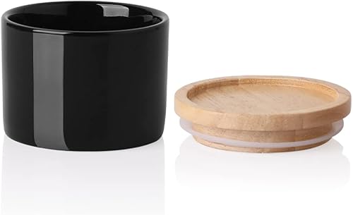 Miniatura 1 de SWEEJAR Kitchen Canisters - Tarro de cerámica para almacenar alimentos, recipientes apilables con tapa de madera hermética para servir café molido,