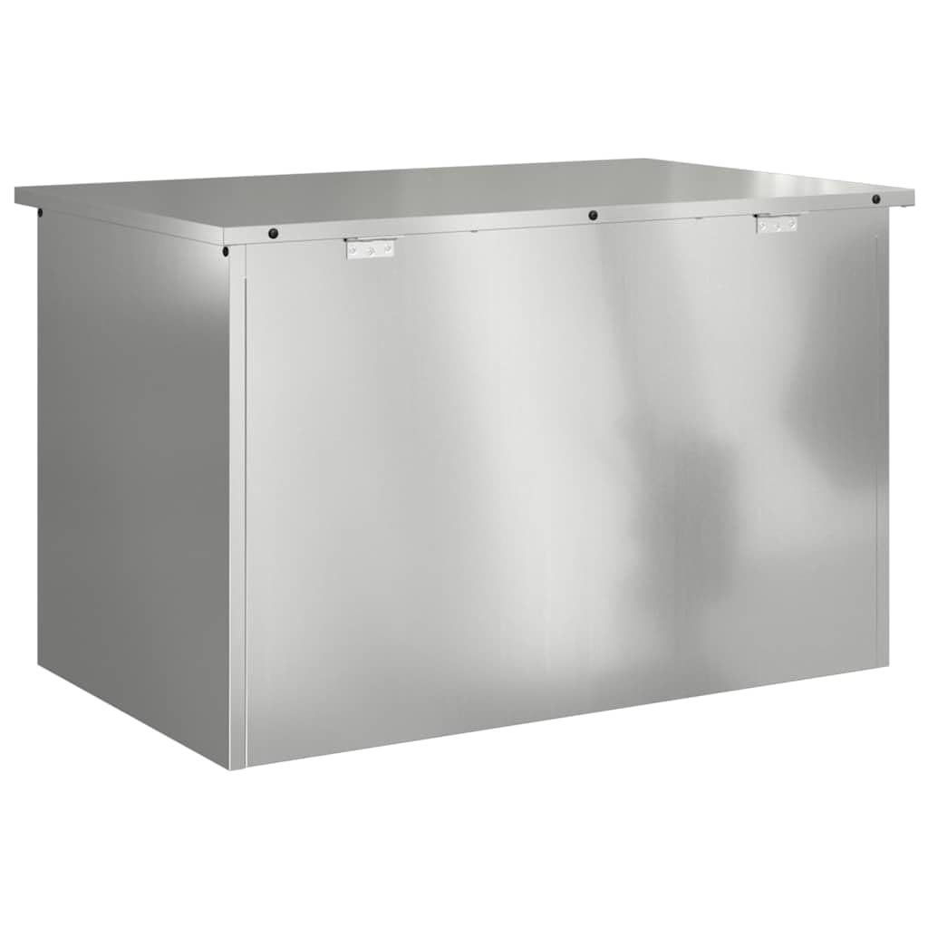 Contenitore esterno argento 80 x 50,5 x 50 cm, in acciaio zincato, resistente alle intemperie, per giardino, terrazza, organizzazione all'aperto, 14,1 kg