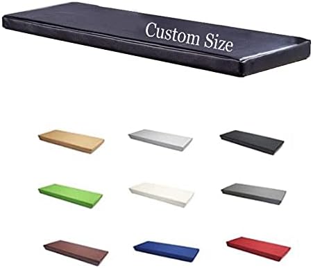 REVACHEM Custom Faux Leather Cushion for Outdoor Bench/Settee/Swing/Chair/Furniture/Indoor/Bay Window Seat/Sofa, Soft Foam, Waterproof Non-Slip Cover with Zipper, Custom Size