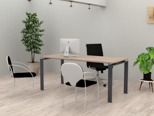 Duófic Mesa Escritorio Para Teletrabajo, Oficina, Despachos Y Sala De Estudios. Estructura Marco Abierto Color Gris Grafito Fabricado En España. Envio A Toda La Península. Olmo, 140x80