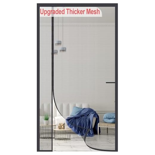 Upgraded Magnetic Screen Door Thicker 255g/㎡ Fiberglass Mesh,Reversible Left Right Side Opening,Fit Door Size 38 x 82 Inch,Retractable Door Screen Magnetic Closure,Door Curtain for Single Front Door