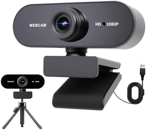 Webcam 1080P, PC Cámara Web con Micrófonos Reducción de Ruido, Vi...