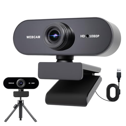 Bwaliffury Webcam 1080P, PC Cámara Web con Micrófonos Reducción de Ruido, Vista de 80°,Corrección de Poca Luz, Plug & Play, Live Streaming Camera para Windows/MacOS/Linux/Streaming/Zoom/Skype