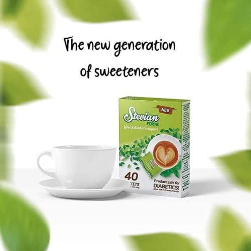 Stevian Forte , 40 Powdered Packets, Safe For Diabetics, No Glycemic Impact, Zero Calorie, Gluten Free, Sugar Substitute Alternative, Keto And Paleo Friendly, No Bitterness, Healthy Way #TOP5