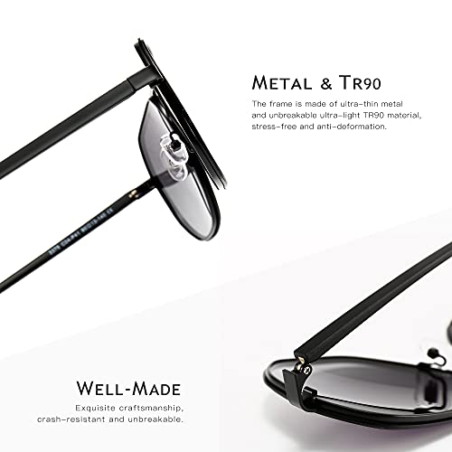 Sungait Polygon Aviator Sunglasses For Men Polarized Trendy Square Sun Glasses Retro Pilot Shades Uv Protection (Black/Gradient Grey & Amber/Brown, 60) #TOP3