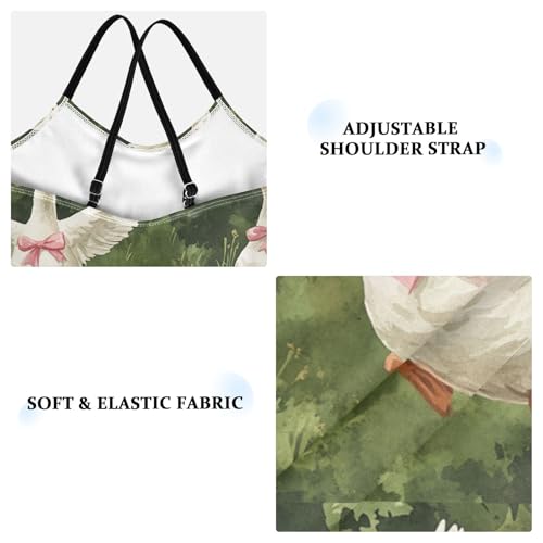 Pigsaly Girls One Piece Swimsuits Watercolor White Goose Pink Bows Kids Cross Back Swimwear Beach Sport Bathing Suit 3T3