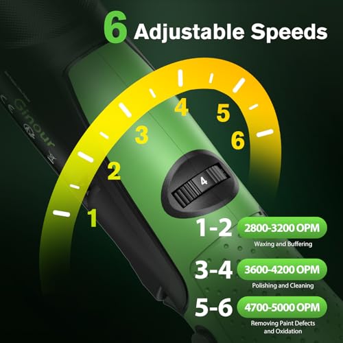Ginour Cordless Car Polisher, 12V2Ah Batteried Car Buffer Polisher Machine, 6 Speed 2800~5000OPM Mini Polisher Rotary & Dual Action Car Polisher for Car Motorcycle Detailing, Backing Plates 2''/1.2'' 5 Ginour Cordless Car Polisher, 12V2Ah Batteried Car Buffer Polisher Machine, 6 Speed 2800~5000OPM Mini Polisher Rotary & Dual Action Car Polisher for Car Motorcycle Detailing, Backing Plates 2''/1.2'' - Image 5