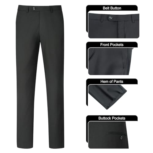 3 Pieces Mens Suit Slim Fit Suits, Two Button Notch Lapel Jacket Vest Pants for Party, Wedding and Business Black4