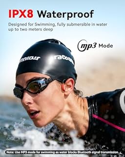 MONODEAL Cuffie Conduzione Ossea Subacquee per Piscina IPX8 Impermeabile Bluetooth 6.0 Auricolari MP3 Subacqueo 32G Auricolari Sport per Nuoto, Corsa