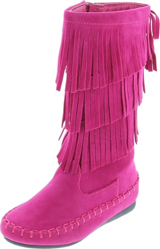 Link Candice-16K Girls Mid Calf 3 Layer Fringe Boots
