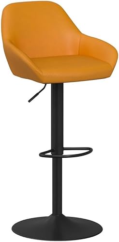 Miniatura 23 de Glitzhome Mid Century - Juego de 2 taburetes de bar ajustables de cuero giratorio vintage con respaldo y reposapiés, taburetes de bar modernos de