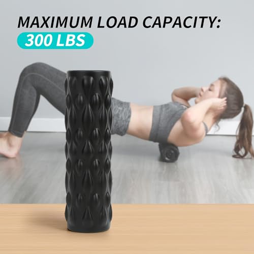 Image of High-Density Vibrating Foam Roller Black with 4 Customizable Speeds for Deep Tissue Massage, Muscle Recovery and Pain Relief -Rechargeable with Massage Backpack