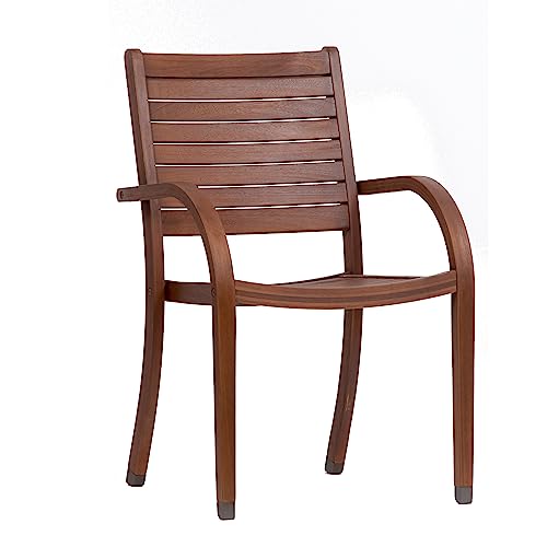 Amazonia Arizona 4-Piece Outdoor Stacking Armchairs Set | Eucalyptus Wood | Ideal For Patio And Indoors #TOP2