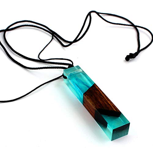 dyudyrujdtry Delicated Moda Resina Madera Colorido Colgante Hecho a Mano Cadena Suéter Collar Cuerda Cadena para Cumpleaños, San Valentín, Aniversario - Azul
