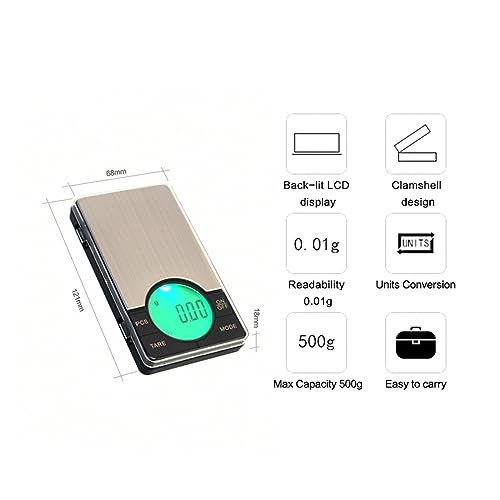 Báscula digital de bolsillo precisa para joyería 500g miniatura 3