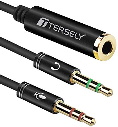 T Tersely Headphone 3.5mm Splitter Mic Cable for Computer, Headset 3.5mm Female to 2 Dual Male Microphone Audio Stereo Jack Earphones Port Connector to Gaming Speaker PC Adapter -  AFG1015-6