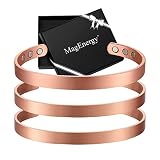 MagEnergy Copper Bracelet(1Magnetic+2No Magnetic) for Arthritis Lymph Detox for Men and Women,Adjust