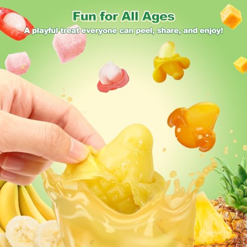 Amos Peelerz Variety Pack of Gummies - 5 Individual Packs, Peelable Fruit Gummies in Mango, Orange, Peach, Grape and Banana Flavors