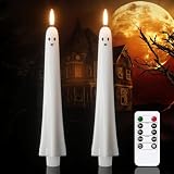 Wondise Halloween Ghost Flameless Taper Candles with Remote & Timer