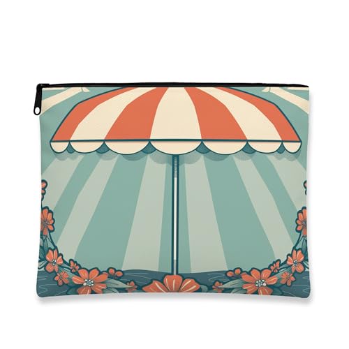 Vintage Retro Flower Makeup Bag, Beach Umbrella Cosmetic Travel Pouch