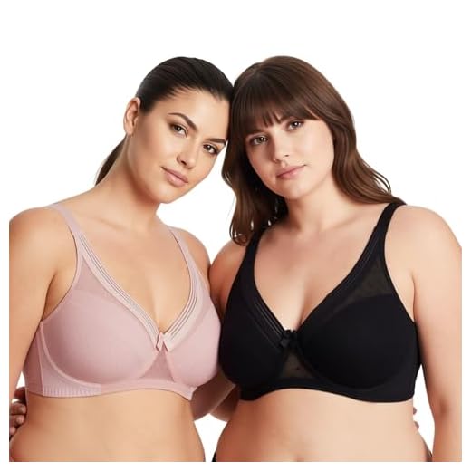 Curve Muse Damen Übergröße Ungefütterter Minimierer Vollständige Abdeckung Gittergewebe Bügel-BH-2er Pack-SCHWARZ, ROSA-110F