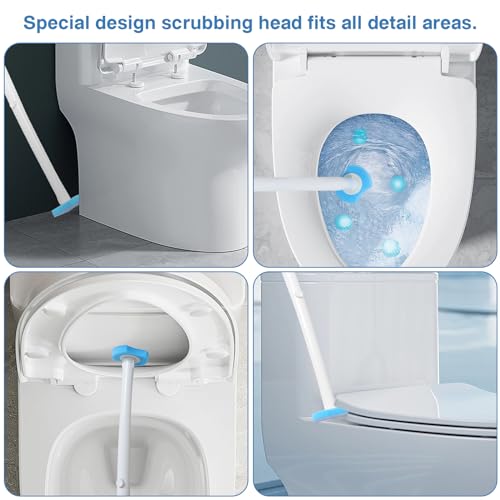 Saraudy 48 Count Toilet Brush Refill Pads, Toilet Brush Refill 48 Pcs, Only Compatible Disposable Toilet Brush, Toilet Scrubber Refills, Brush Head Replacement (Blue)