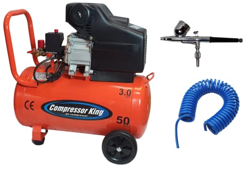 Image of Compressor King 3Hp 50L Lubricated Air Compressor With 100% Copper Winding (WITH PEN GUN AND PU PIPE + FITTINGS)
