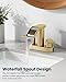 gotonovo 4 Inch Centerset Waterfall Bathroom Sink Faucet Deck Mount 2 Handle Basin Faucets 2 or 3 Hole with Pop Up Drain Included Lavatory Modern Mixer Tap Vanity Faucet Brushed Gold