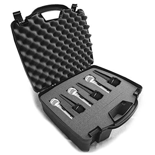 Casematix Hard Shell Travel Case For Up To 6 Microphones With Customizable Foam Hard Shell Travel Case For Mixers And Accessories #TOP1