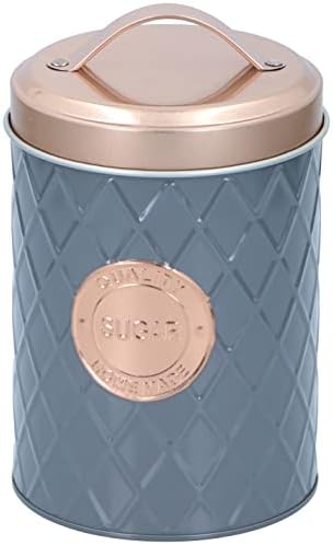 4 Piece Vintage Metal Kitchen Canister Set with Lid - Storage Containers for Biscuits Coffee Sugar Tea