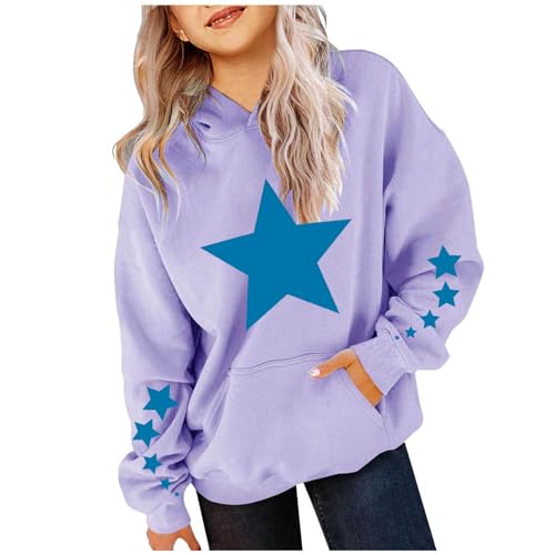Oversized Hoodies For Boys And Girls Unisex Toddler Star Print Pullover Tops Casual Fleece Hooded Sweatshirt 4-13T3
