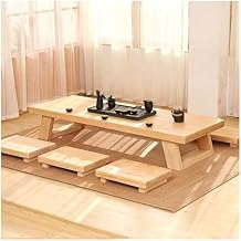 55in Japanese Floor Table, Low Altar Table for Meditation, Tatami Coffee Table, Small Tea Table for Floor Sitting, for Dining,Living Room Log Color-140x60x35cm