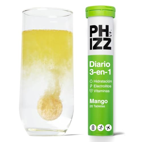 Phizz Electrolitos, Multivitaminas e Hidratación Efervescente 20 Comprimidos - 18 Vitaminas y Minerales, Vitamina C, Vegano, Vegetariano y Bajo en Calorías