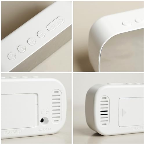 Image of Sehaz Artworks Alarm Clock for Living Room Stylish |Alarm Clock for Heavy Sleepers |Digital Table Clock for Home |Digital Alarm Clock for Bedroom Smart | Digital Clock for Table |Digital Watch - White
