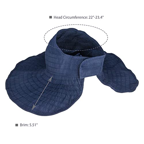 Outdoor Summer Sun Hats For Women Wide Brim Beach Hat Packable Upf 50+ Sun Protection Visor Hats Navy #TOP2