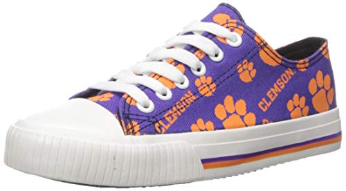 FOCO Clemson Tigers NCAA Womens Low Top Repeat Print Canvas Shoes - 6