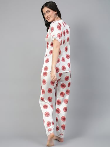 Image of KOTTY Women's Printed Satin Night Suit Shirt & Pyjama Set