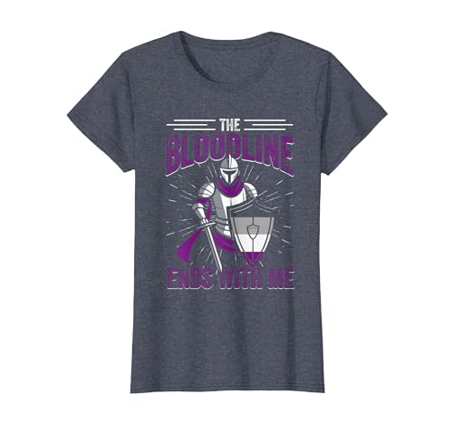 THE Bloodline Ends with ME Funny Asexual Medieval Ace Flag T-Shirt, Women, Heather Blue, Large