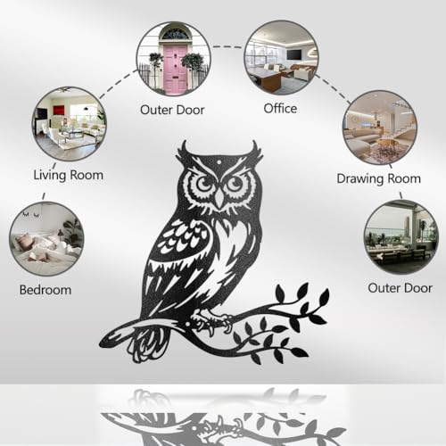 WADORN Owl Metal Wall Art Decor - Image 3
