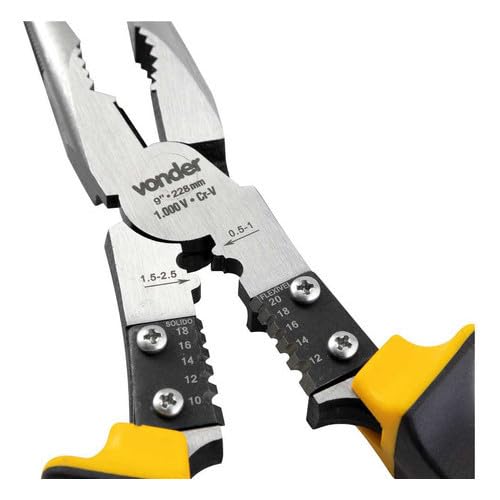 Alicate Bico Meia-Cana Reto 9 Para Eletricista Multifunção Com Isolação Até 1.000V