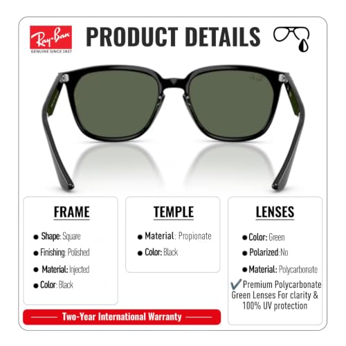 Image of Ray-Ban RB4362 Square Shaped Sunglasses for Men & Women with Official RAYBAN Eyewear Kit