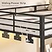 ADORNEVE Triple Bunk Bed with Storage Staircase, RGB Lights & Charging Station, Twin Over Twin, Heavy Duty Metal 3 Bunk Beds with Drawers & Headboard Shelf, Safety Guardrails, for Kids, Black