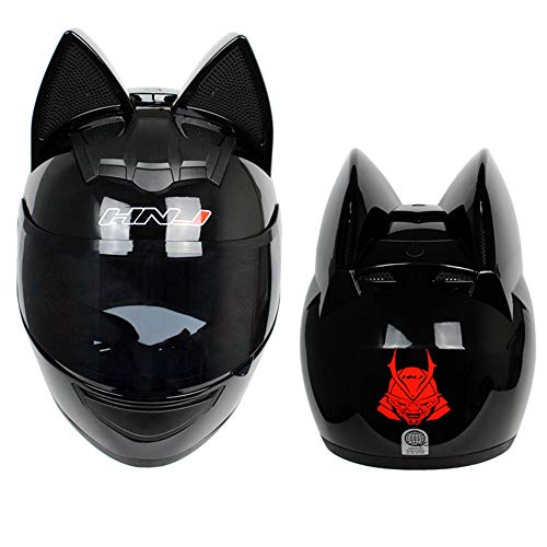 Adult Personalized Cat Ear Motorcycle Helmet,Men And Women Cool Cat Locomotive Motorcycle Full Face Helmet,Dot Certification Standard,Suitable For All Seasons #TOP1
