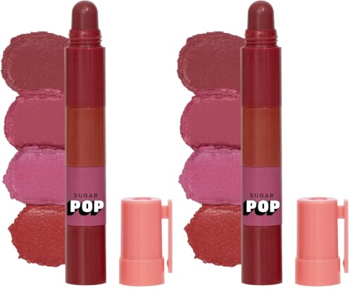 Image of SUGAR POP 4 in 1 Lip Twist | Multi-use Stackable Lipsticks for Women | Enriched with Castor Oil | Satin Matte Hydrating Formula | 6.4gm - 03 Bare Perfection (Pack of 2)