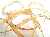 Largeur : 6 mm CaPiSo Ruban en organza de 50 m de long de 6 mm de large avec bordure tissée (marron clair)